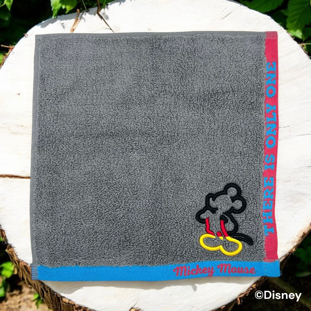 ミニタオル グレーカラーライン ミッキーマウス