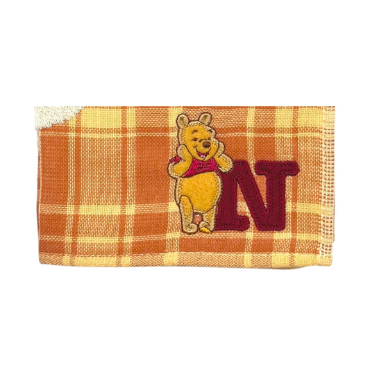 タオルハンカチ イニシャルチェック プー(N)
