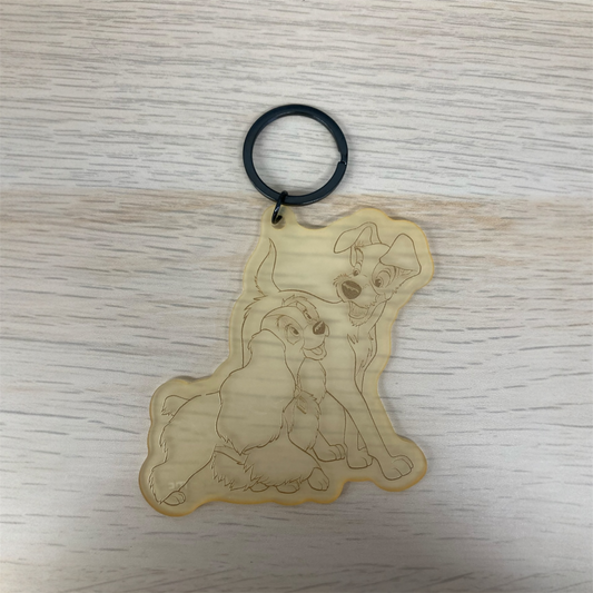 アクリル染色キーホルダー わんわん物語
