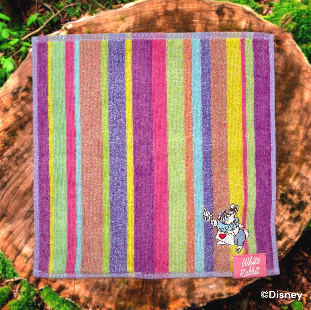 ミニタオル　パープルタイム　白うさぎ