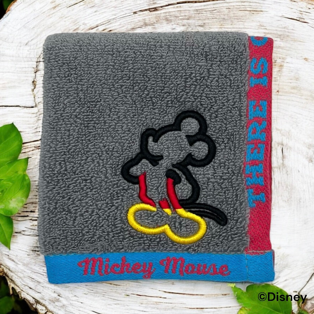 ミニタオル　グレーカラーライン　ミッキーマウス