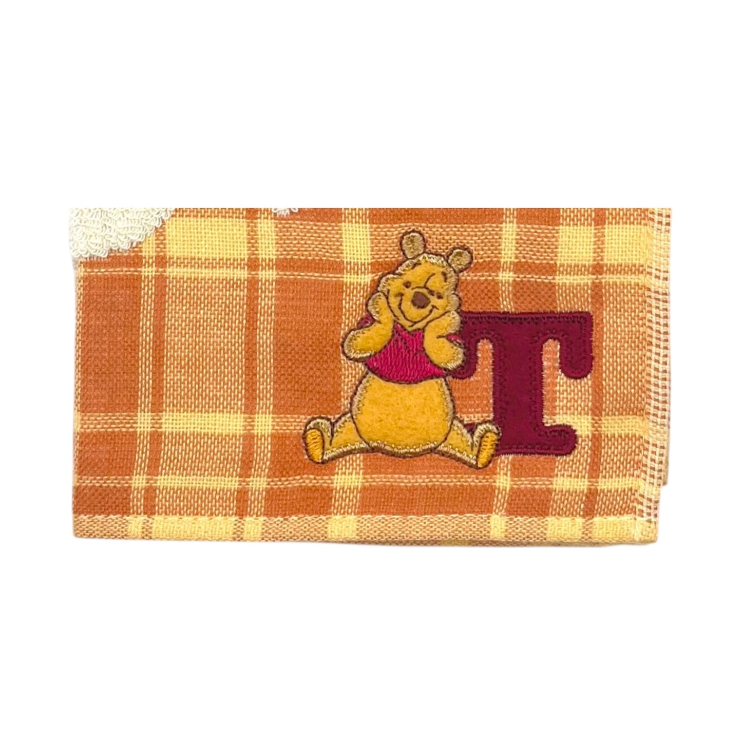 タオルハンカチ　イニシャルチェック　プー（T）