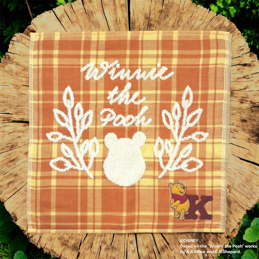 タオルハンカチ　イニシャルチェック　プー（K）