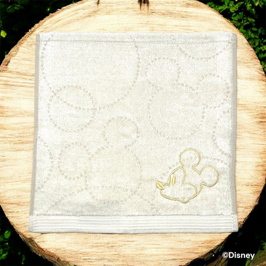ミニタオル　シンプルアイボリー　ミッキーマウス