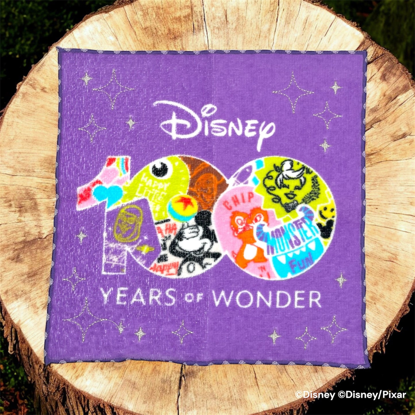 ミニタオル　ワンダーパープル　100周年ディズニーデザイン