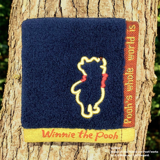 ミニタオル　ネイビーカラーライン　くまのプーさん