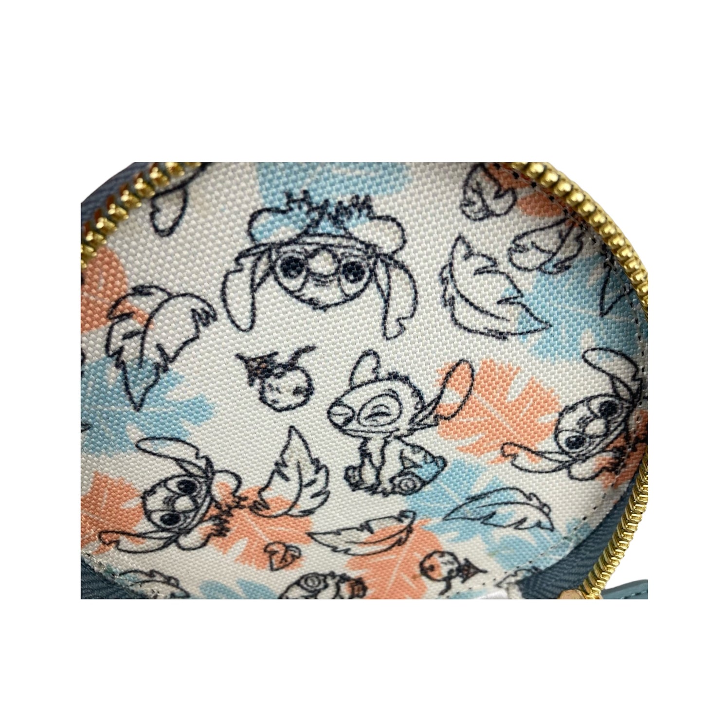 本革ラウンドポーチ　リロ＆スティッチ　オスマシ