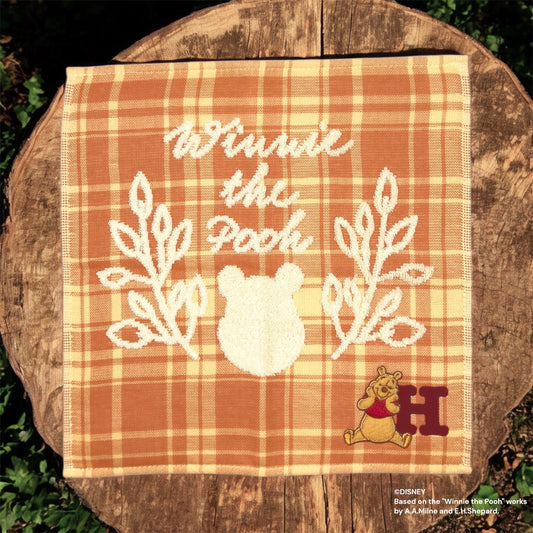 タオルハンカチ　イニシャルチェック　プー（H）