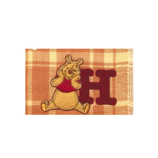 タオルハンカチ　イニシャルチェック　プー（H）