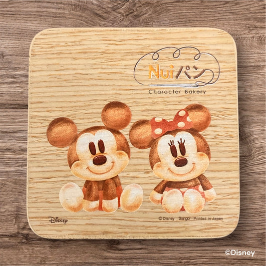木製コースター　Nuiパン　ミッキーマウス　ミニーマウス