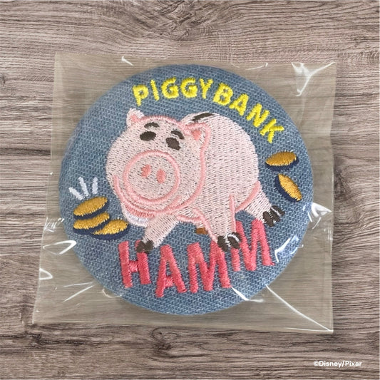 【見えてるブラインド商品】デニム刺繍缶バッジ　ハム