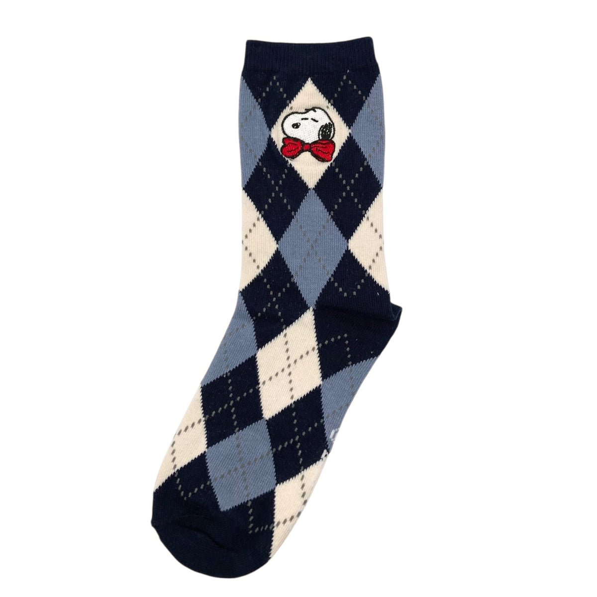 刺繍クルーソックス　ピーナッツ　リボン