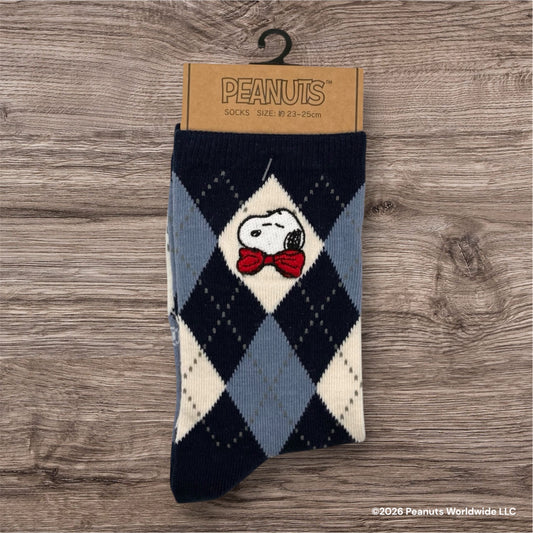 刺繍クルーソックス　ピーナッツ　リボン